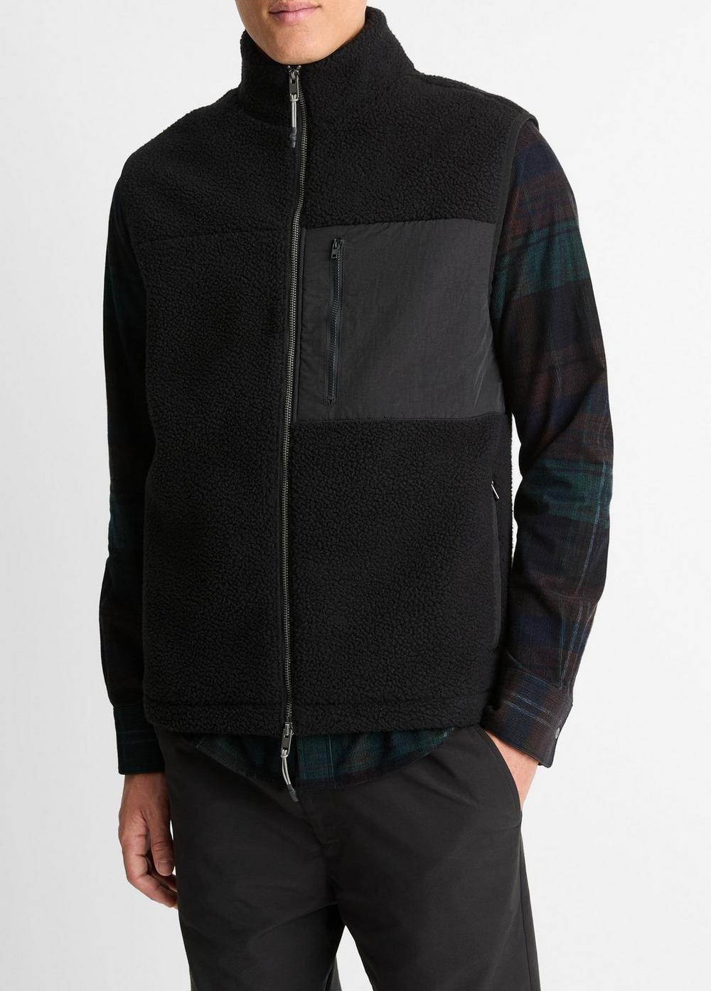 Mens Teddy Fleece Vest, Black, Size XL Vince Product Image