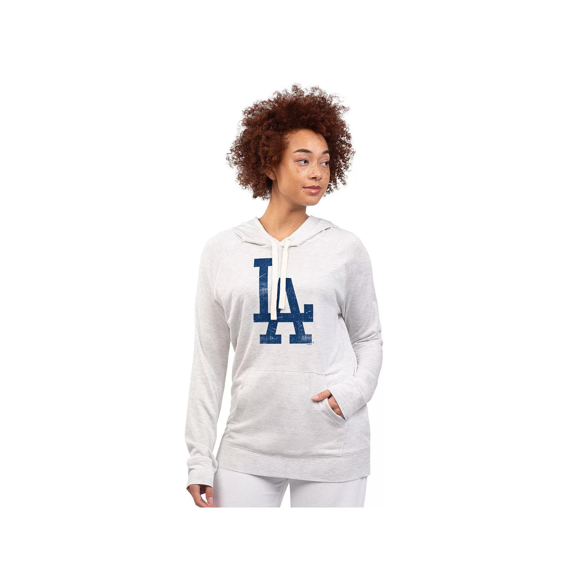 Women's G-III 4Her by Carl Banks Oatmeal Los Angeles Dodgers Pregame Pullover Hoodie, Size: Large, Team Product Image