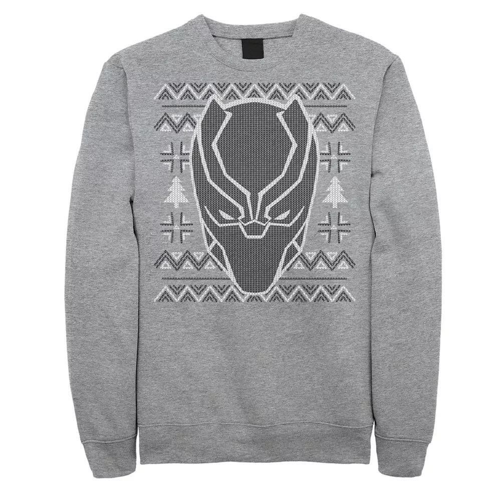 Men's Marvel Black Panther Mask Christmas Fleece, Size: XXL, Athletic Grey Product Image