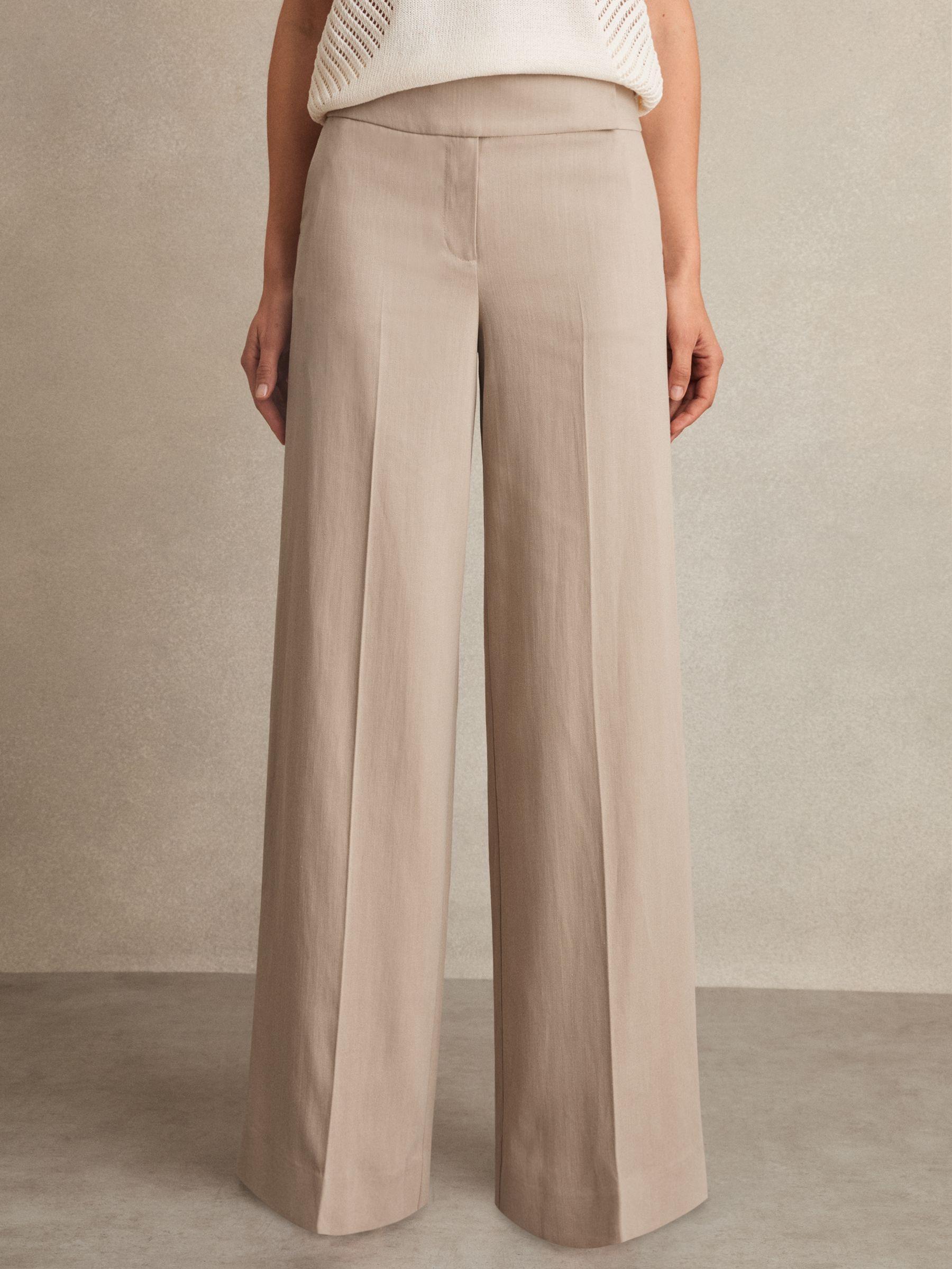 Petite Poplin Belted Split Midi Dress in Ivory Product Image