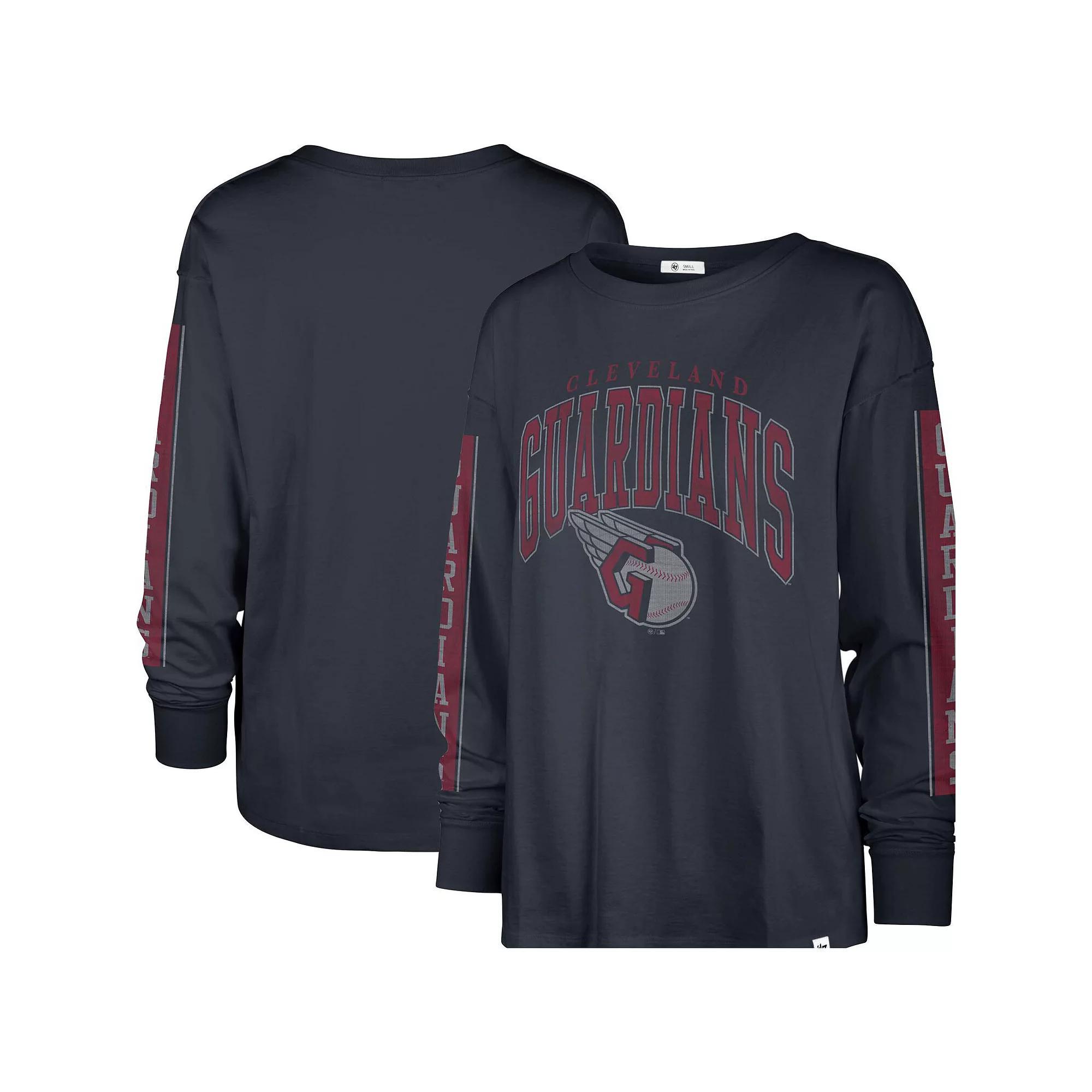 Women's '47 Navy Cleveland Guardians Statement Long Sleeve T-Shirt, Size: Small, Grd Blue Product Image