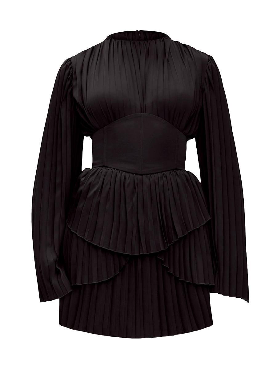 Womens Lenti Pleated Corset-Belt Minidress Product Image