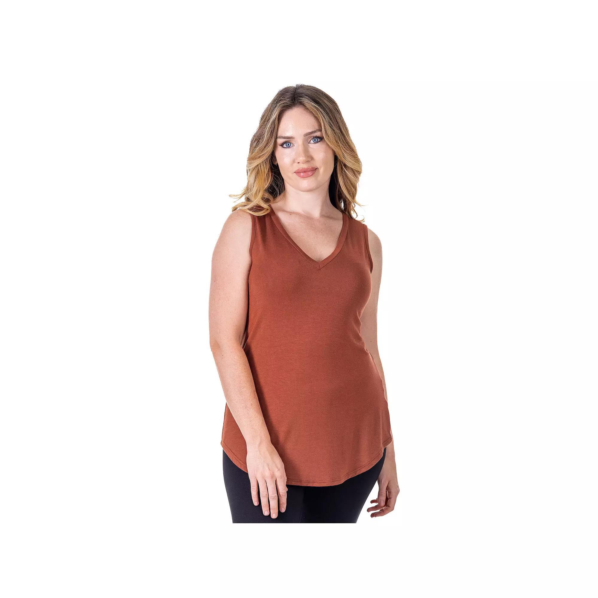 Womens 24seven Comfort Apparel V Neck Tunic Tank Top Red Product Image