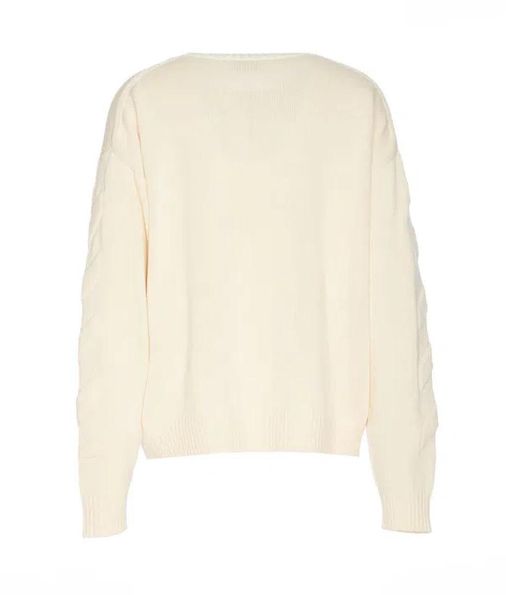 OFF-WHITE 3d Diagonal Ow Logo Knit Sweater In White Product Image