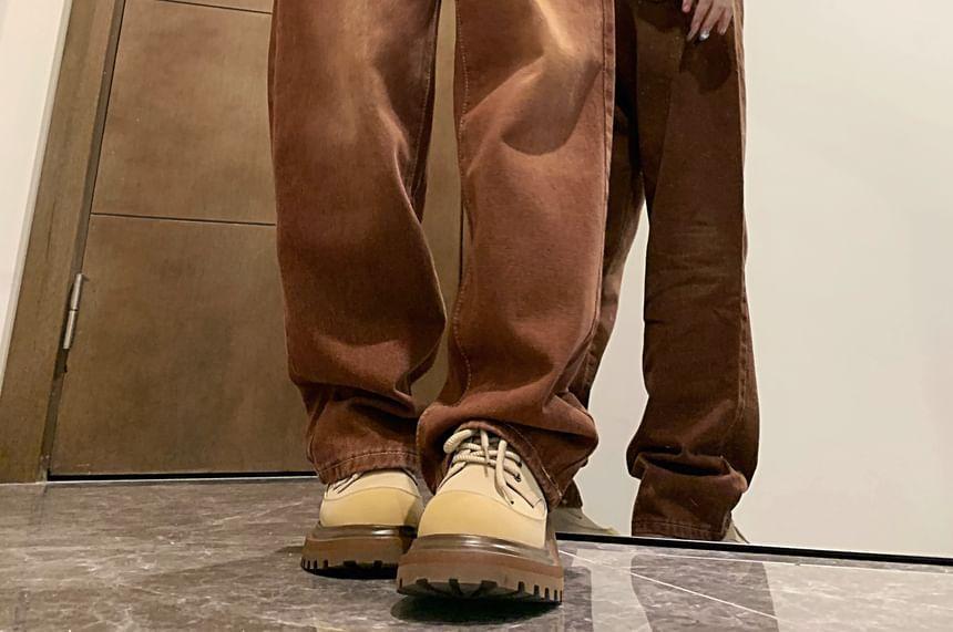 High Rise Washed Straight Leg Jeans Product Image