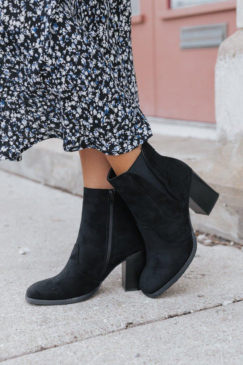 Black Cammy Heeled Booties - FINAL SALE Female Product Image
