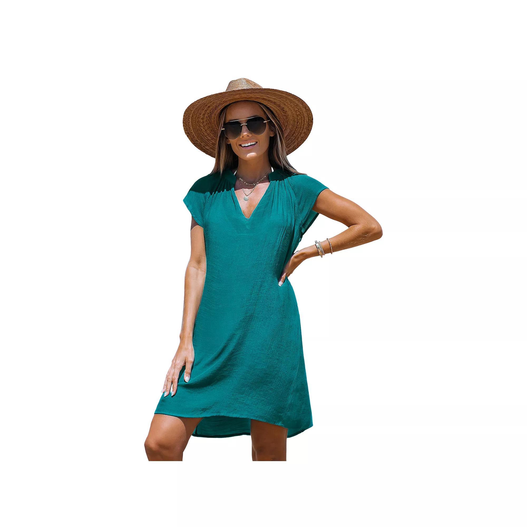 Womens Cupshe V-Neck Mini Cover-Up Dress Product Image
