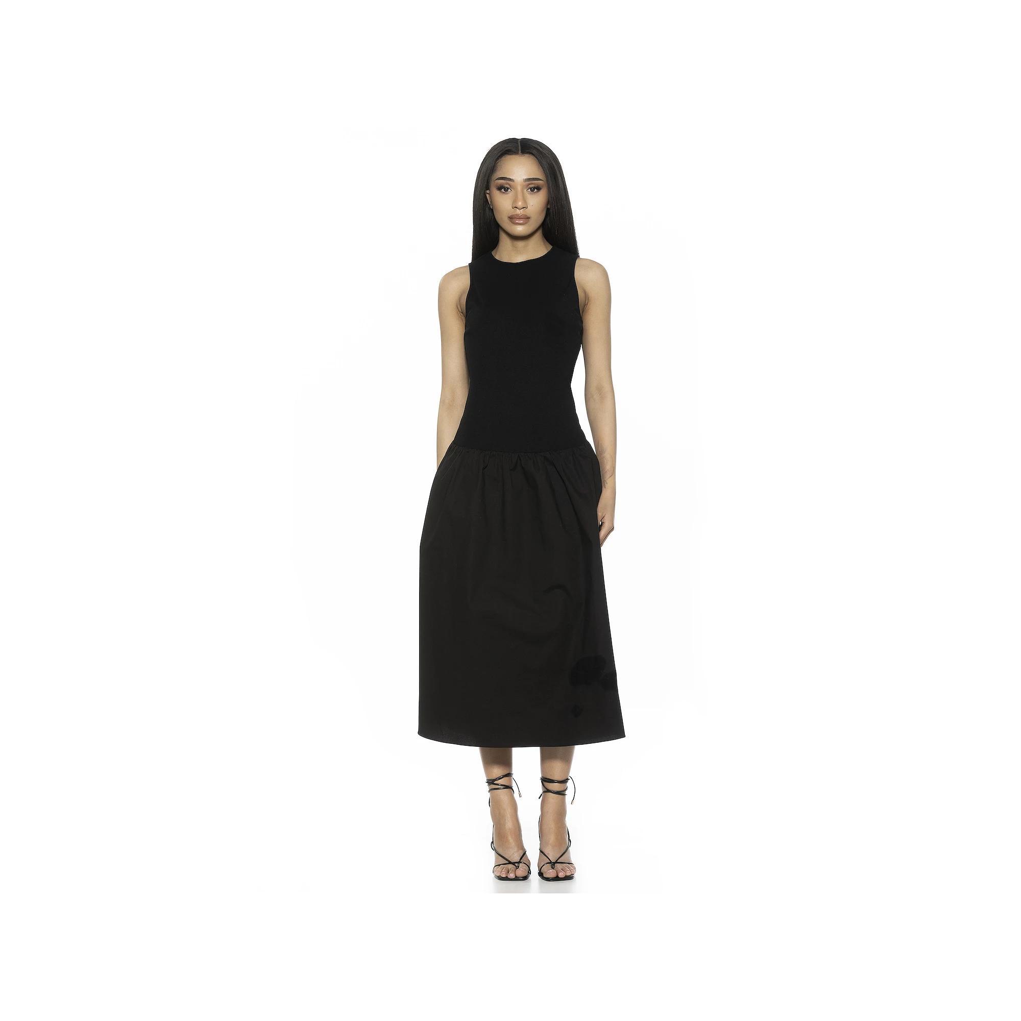 Women's ALEXIA ADMOR Lyle Crewneck Fit And Flare Midi Tank Top Dress, Size: 4, Black Product Image