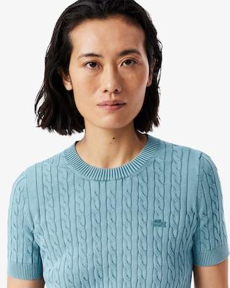 Washed Effect Cable Knit Sweater Product Image