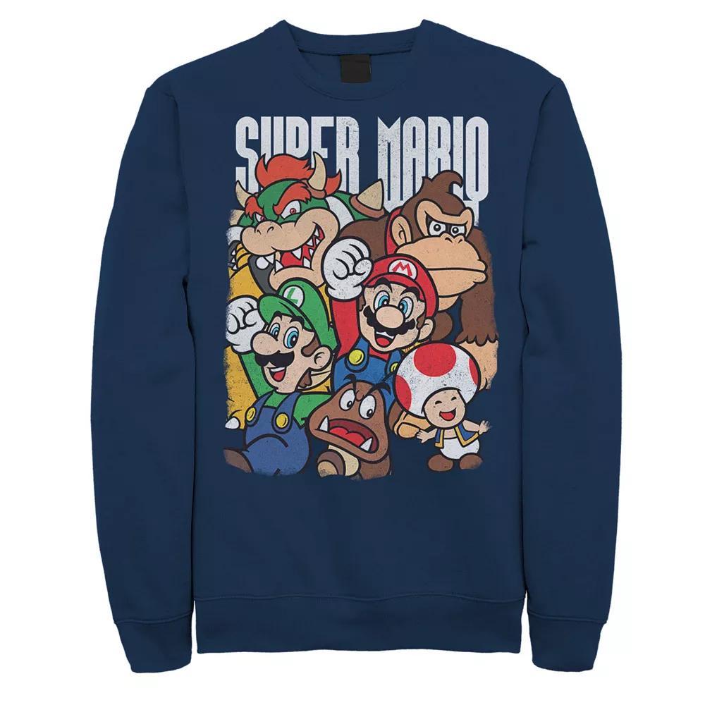 Men's Nintendo Super Mario Character Compilation Sweatshirt, Size: Medium, Blue Product Image