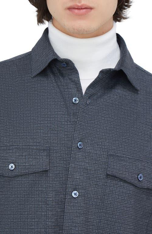 BUGATCHI Check Knit Shirt Jacket In Navy Product Image