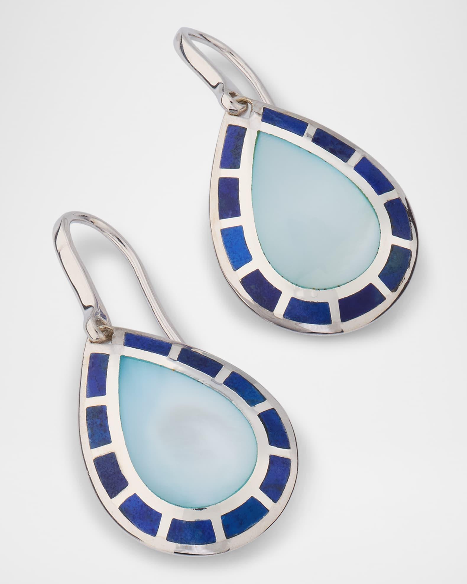 Lapis and Blue MOP Teardrop Dangle Earrings in Sterling Silver Product Image