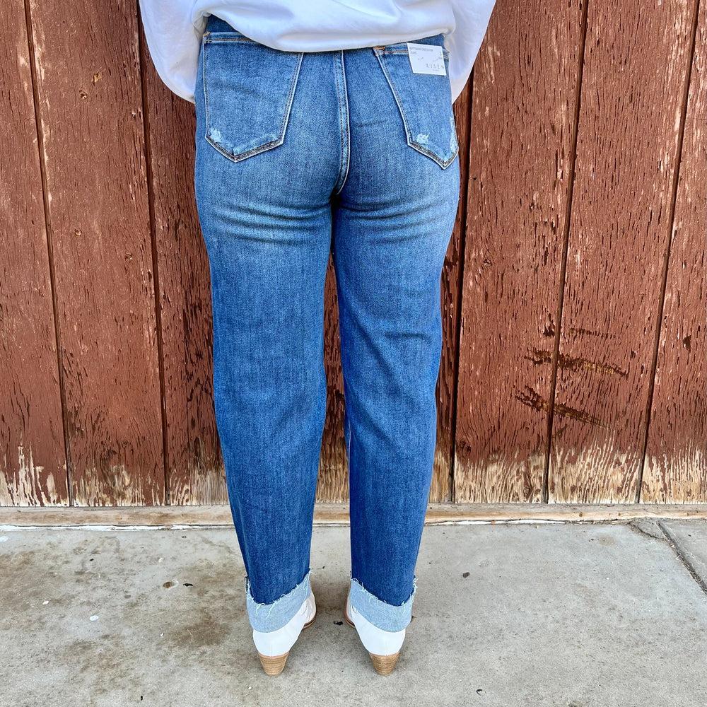 Risen Medium Wash Boyfriend Crossover Jeans* Product Image
