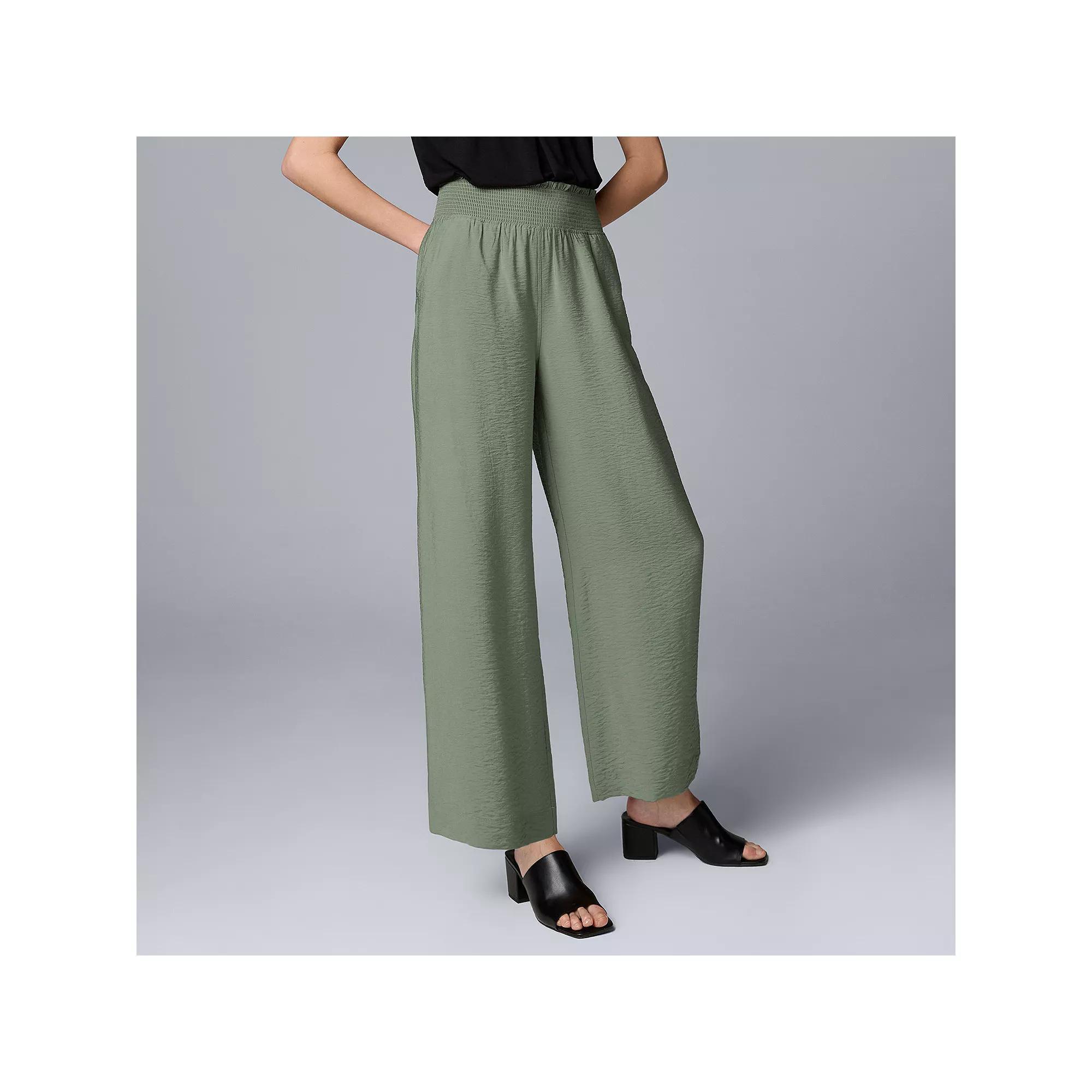 Women's Simply Vera Vera Wang Wide Leg Travel Pants, Size: XL, Malyn Green Product Image