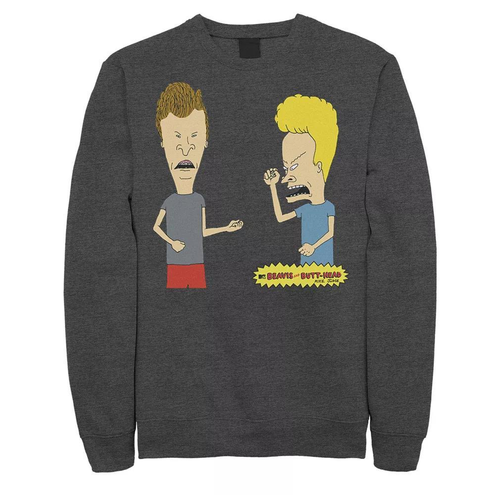 Mens Beavis And Butthead Air Guitar Portrait Fleece Grey Heather Product Image