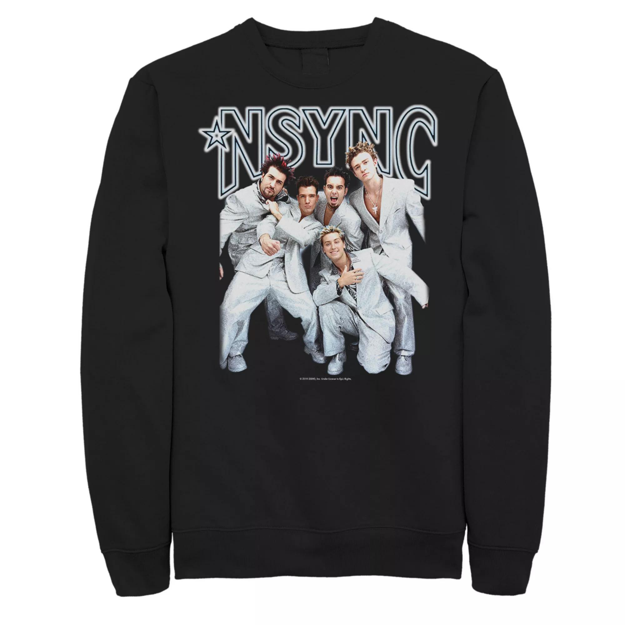 Men's Nsync Group Shot Portrait Sweatshirt, Size: XXL, Black Product Image