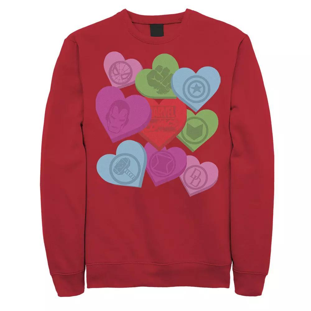 Men's Marvel Candy Hearts Valentines Day Sweatshirt, Size: Large, Red Product Image