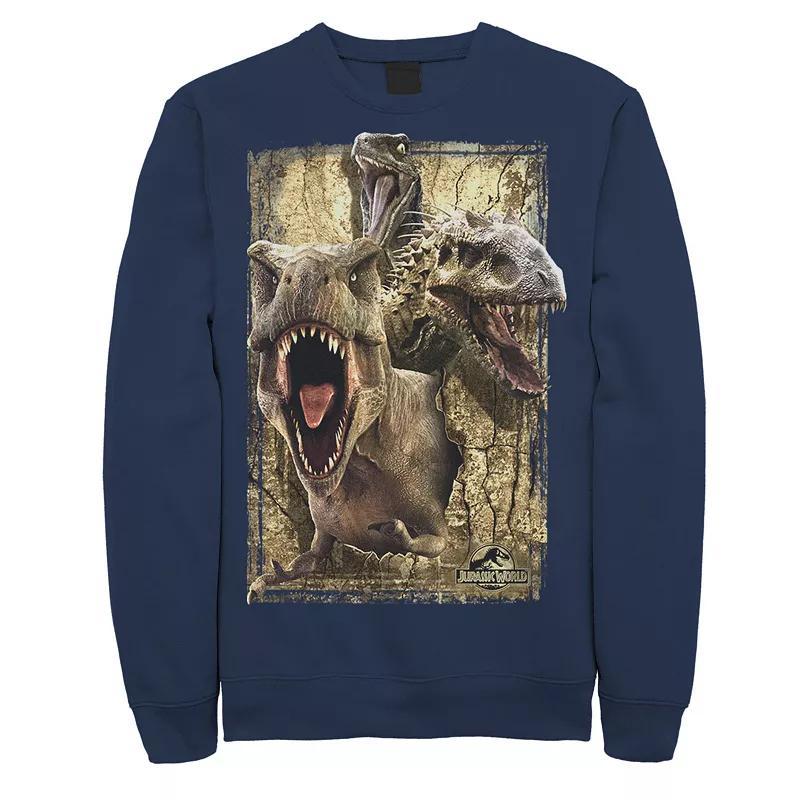 Men's Jurassic World T-Rex Indominus Rex & Raptor Fleece Pullover, Size: 3XL, Blue Product Image