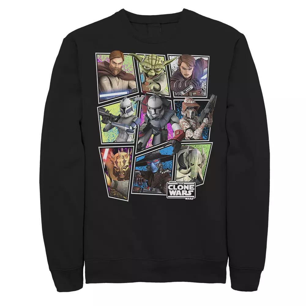 Men's Star Wars Clone Wars Square Group Photos Sweatshirt, Size: Medium, Black Product Image