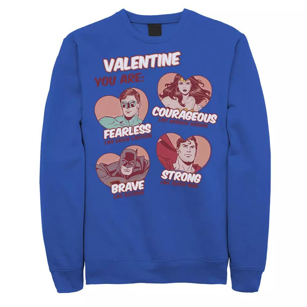 Mens DC Comics Justice League Valentine You Are Heart Portraits Sweatshirt Product Image