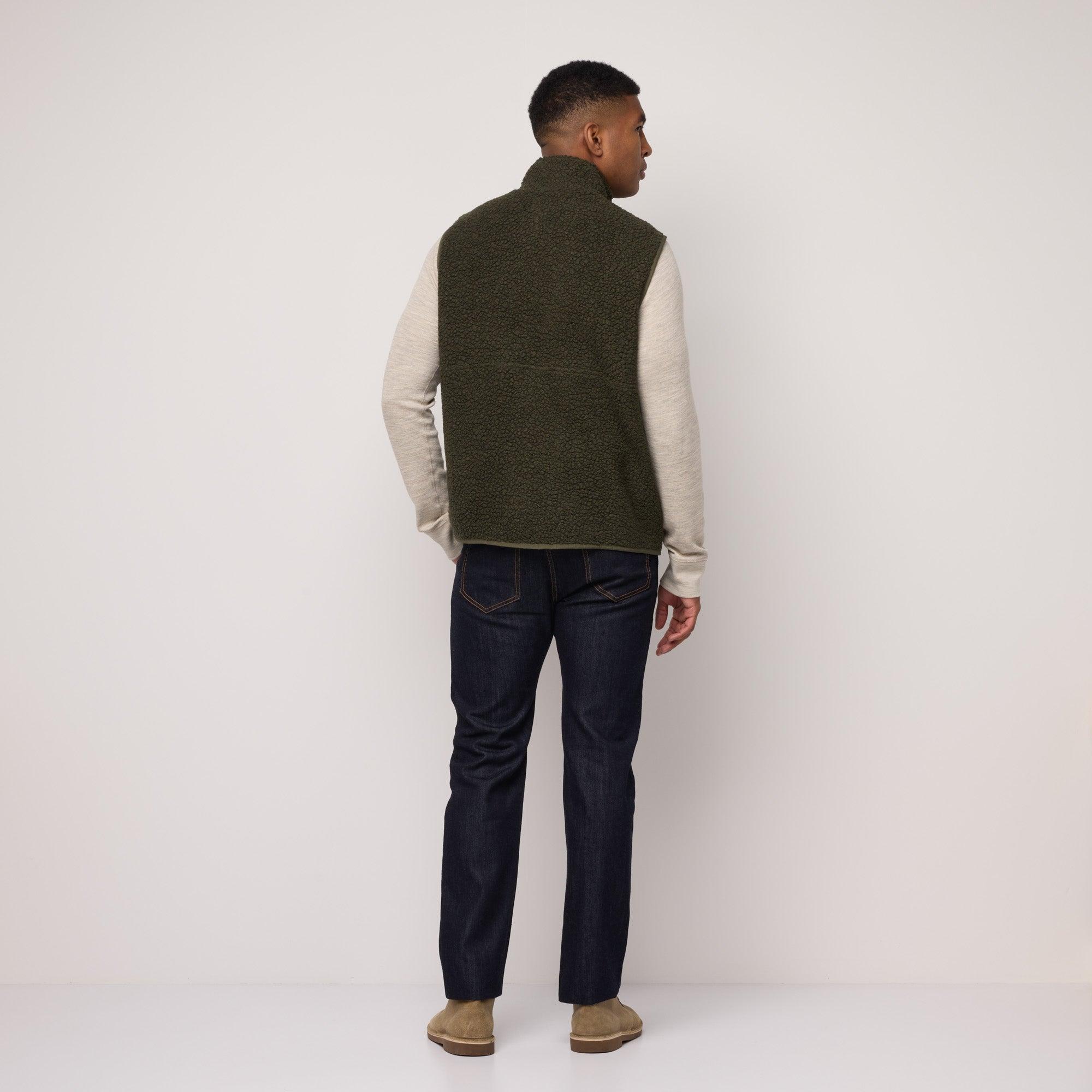 Merino Wool Full-Zip Fleece Vest | Forest Night Product Image