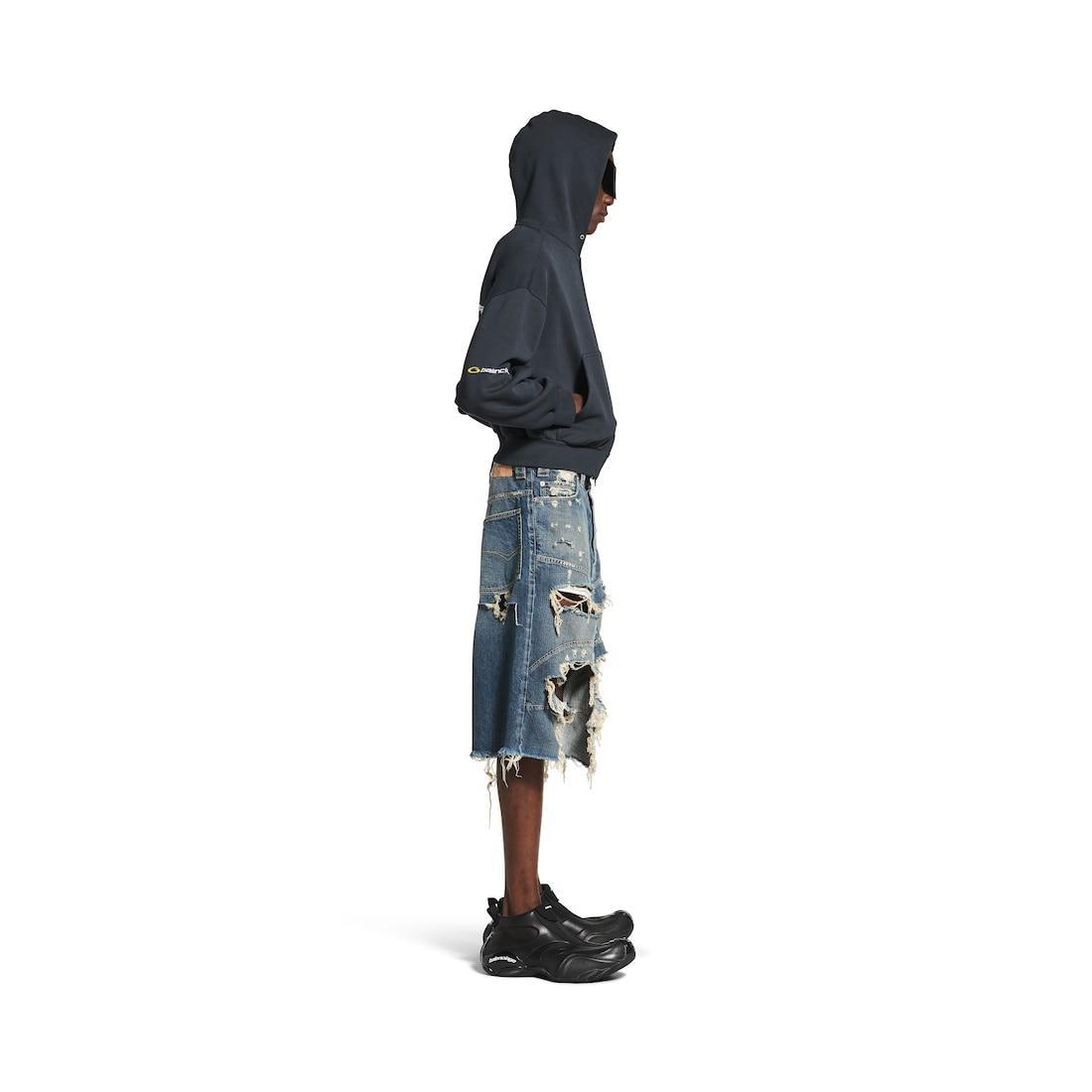 Men's Distressed Baggy Shorts in Blue Product Image
