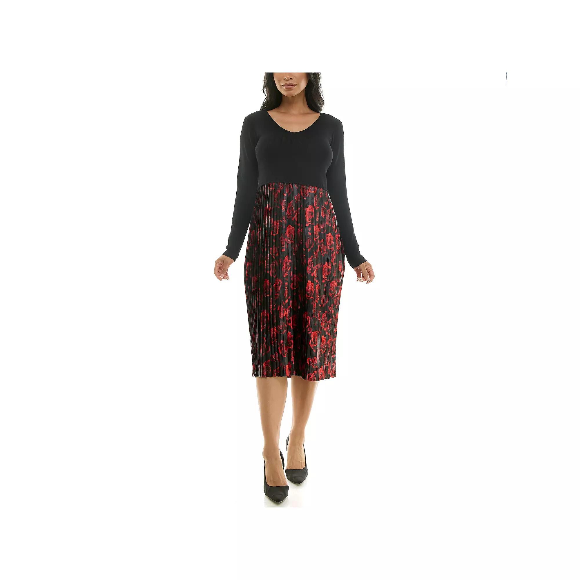 Women's Nina Leonard Lurex Knit Midi Dress, Size: Medium, Purple Team Product Image