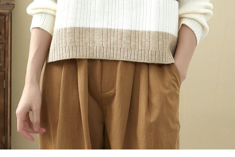Crew Neck Color Block Sweater Product Image