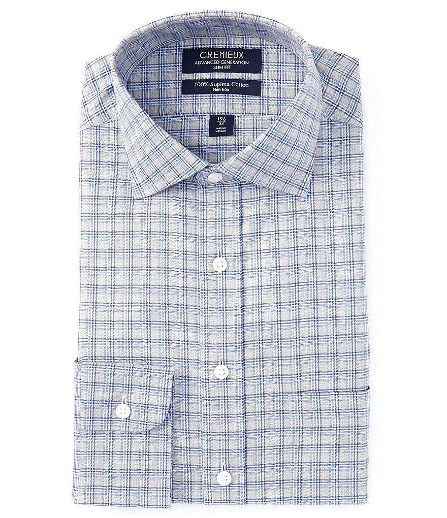 Cremieux Slim Fit Non-Iron Spread Collar Checked Melange Twill Dress Shirt Product Image