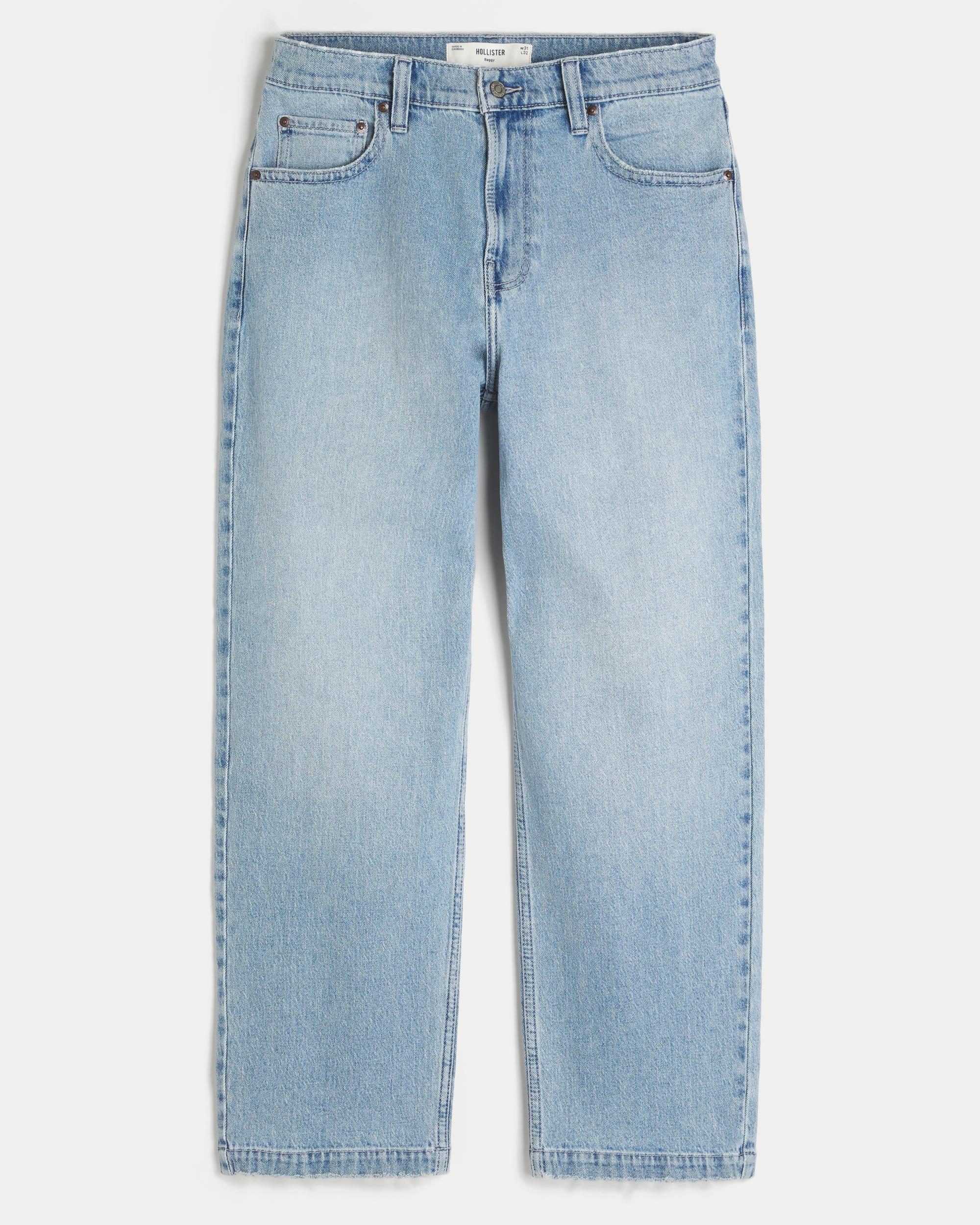 Light Wash Embroidered Baggy Jeans Product Image