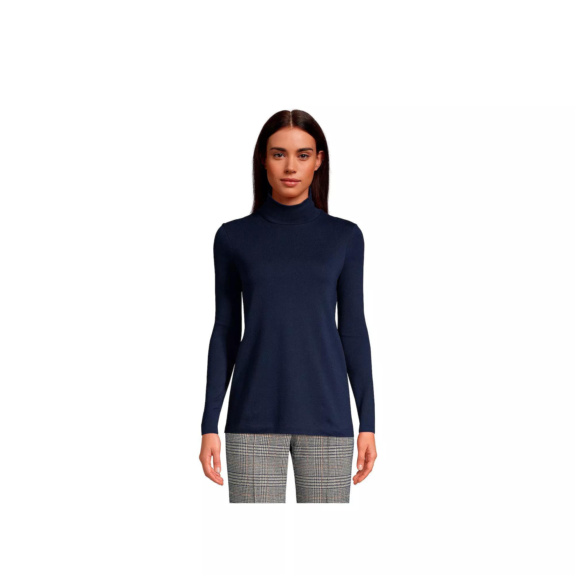 Womens Lands End Supima Cotton Long Sleeve Turtleneck Radiant Blue Product Image