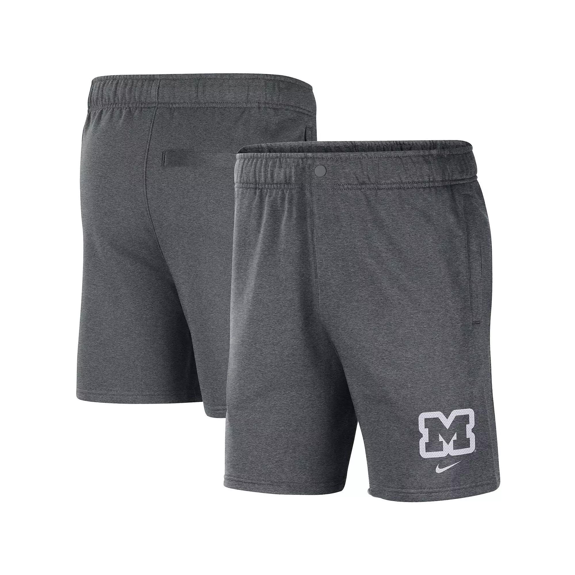 Men's Nike Gray Michigan Wolverines Fleece Shorts, Size: Small, Grey Product Image