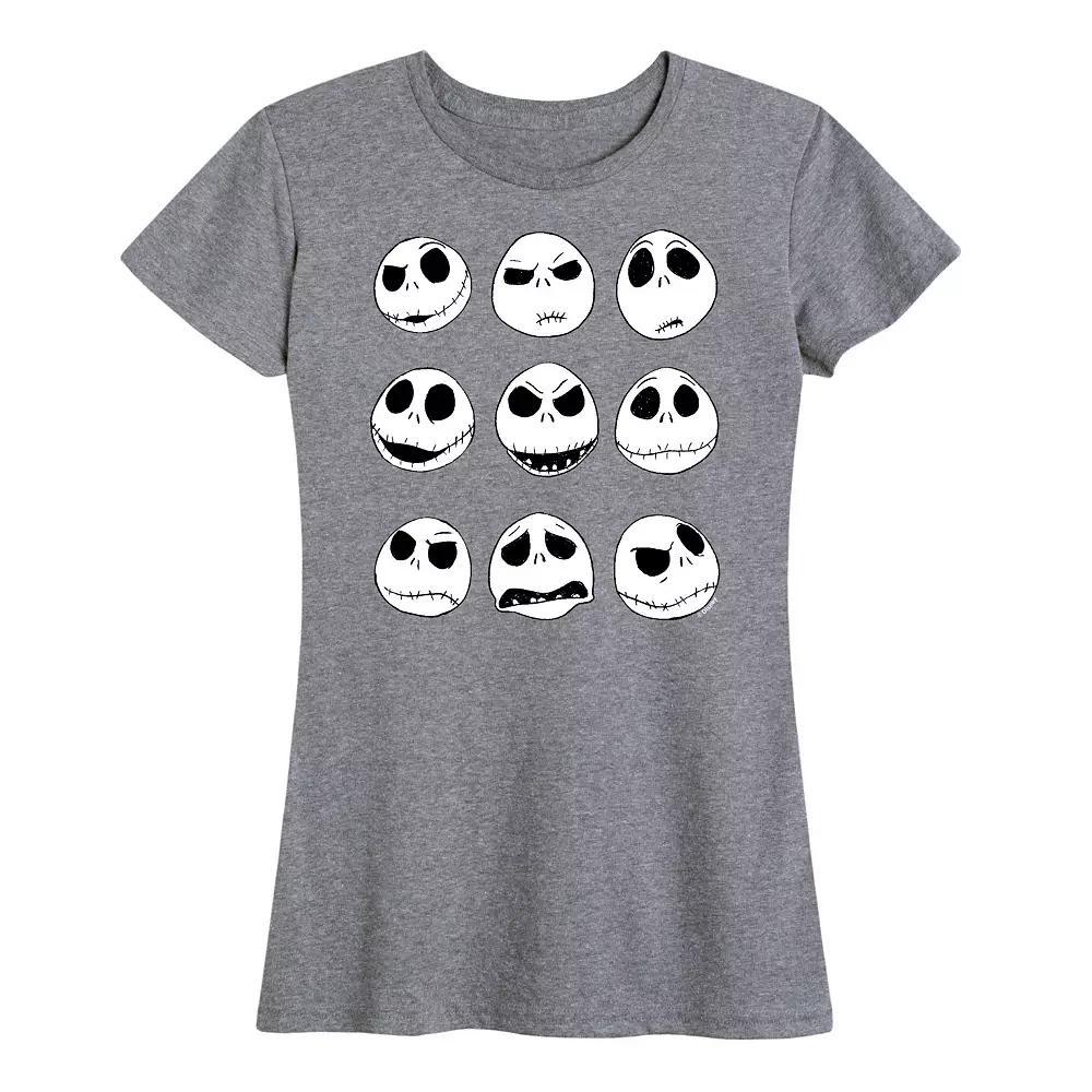 Disneys Nightmare Before Christmas Womens Jack Faces Graphic Tee, Girls Product Image