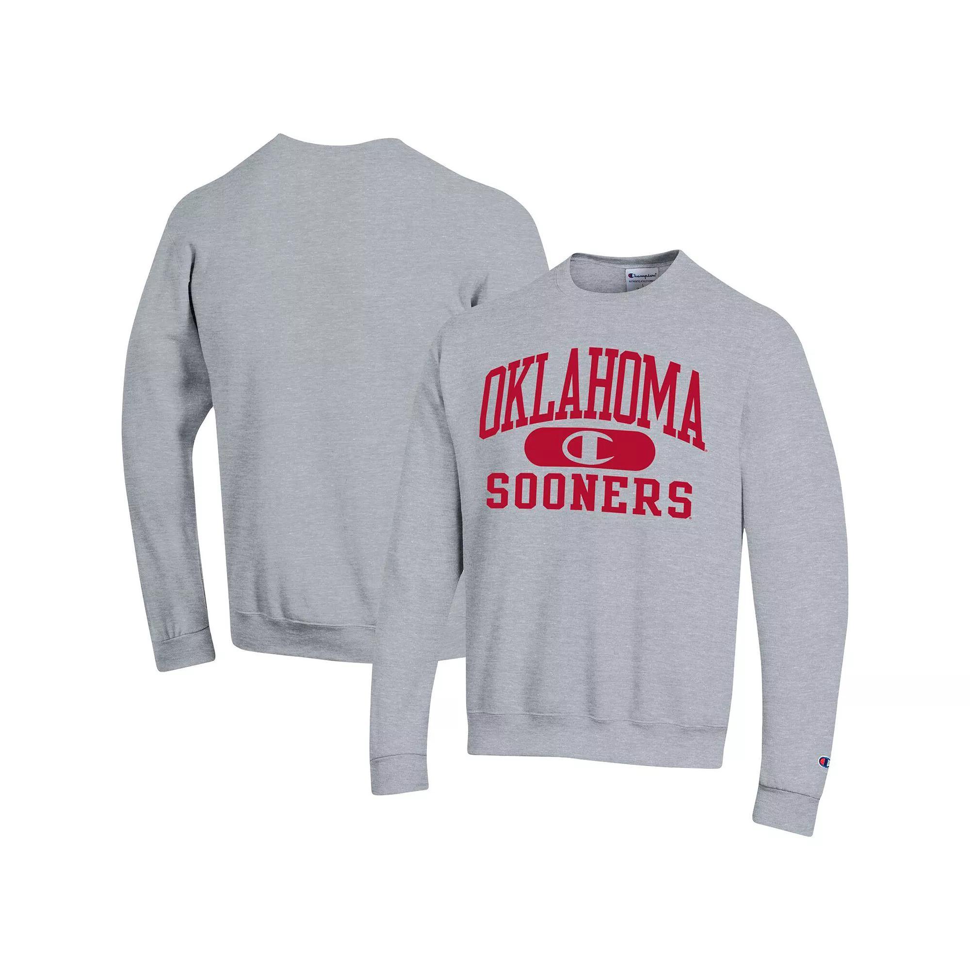 Men's Champion Heather Gray Oklahoma Sooners Arch Pill Sweatshirt, Size: 2XL, Grey Product Image