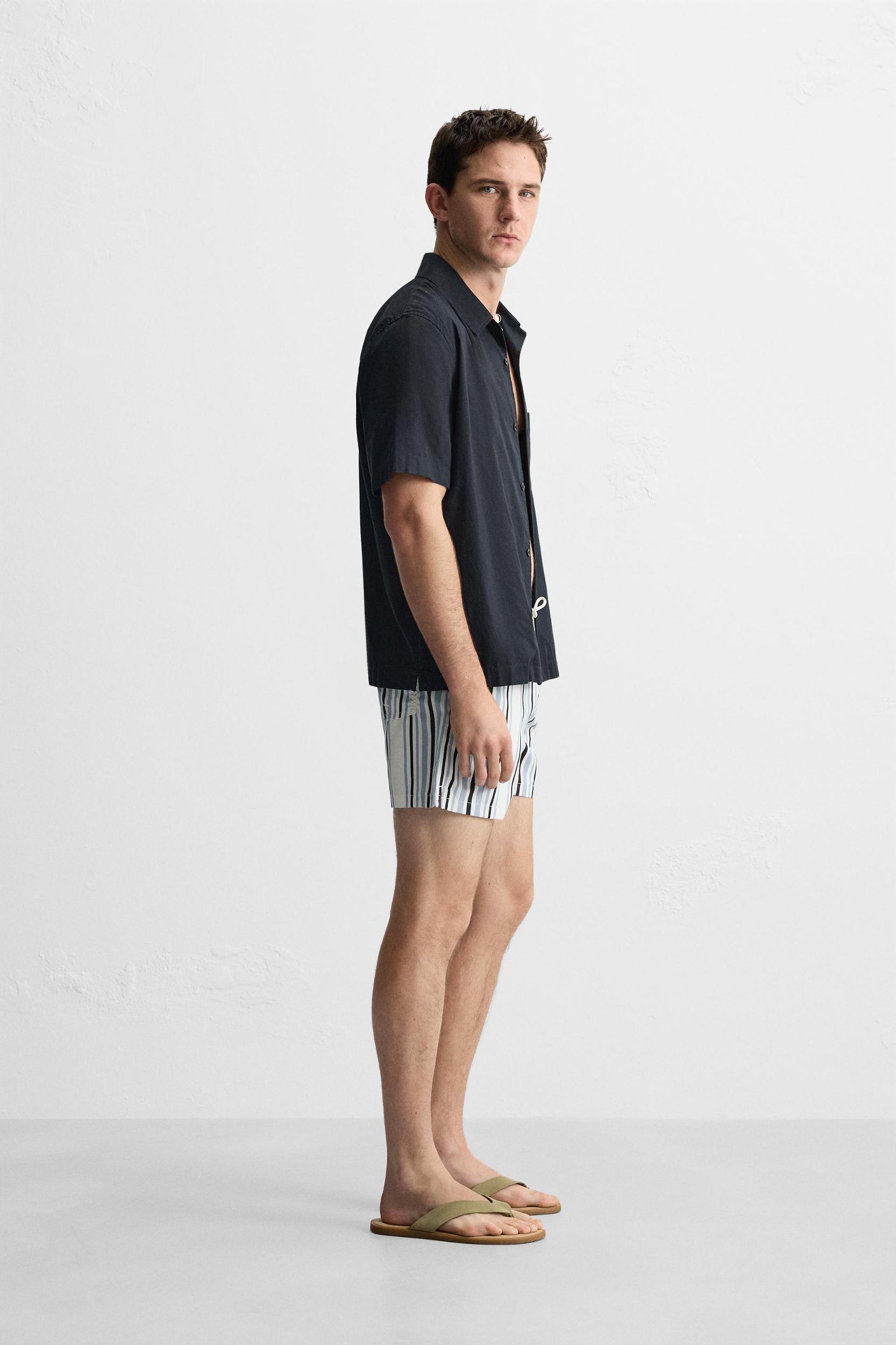 STRIPED REGULAR SWIMMING TRUNKS Product Image