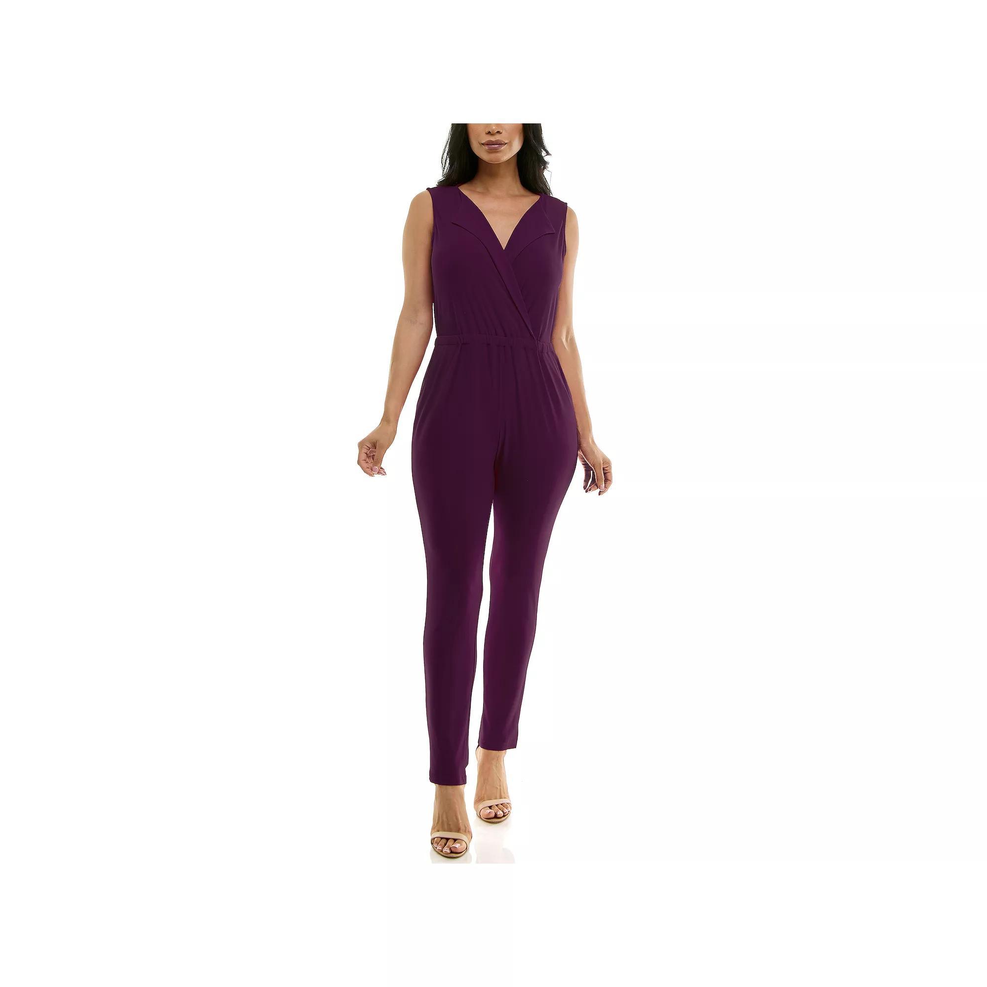 Women's Nina Leonard Collared Jumpsuit, Size: XL, Crisp Pink Product Image