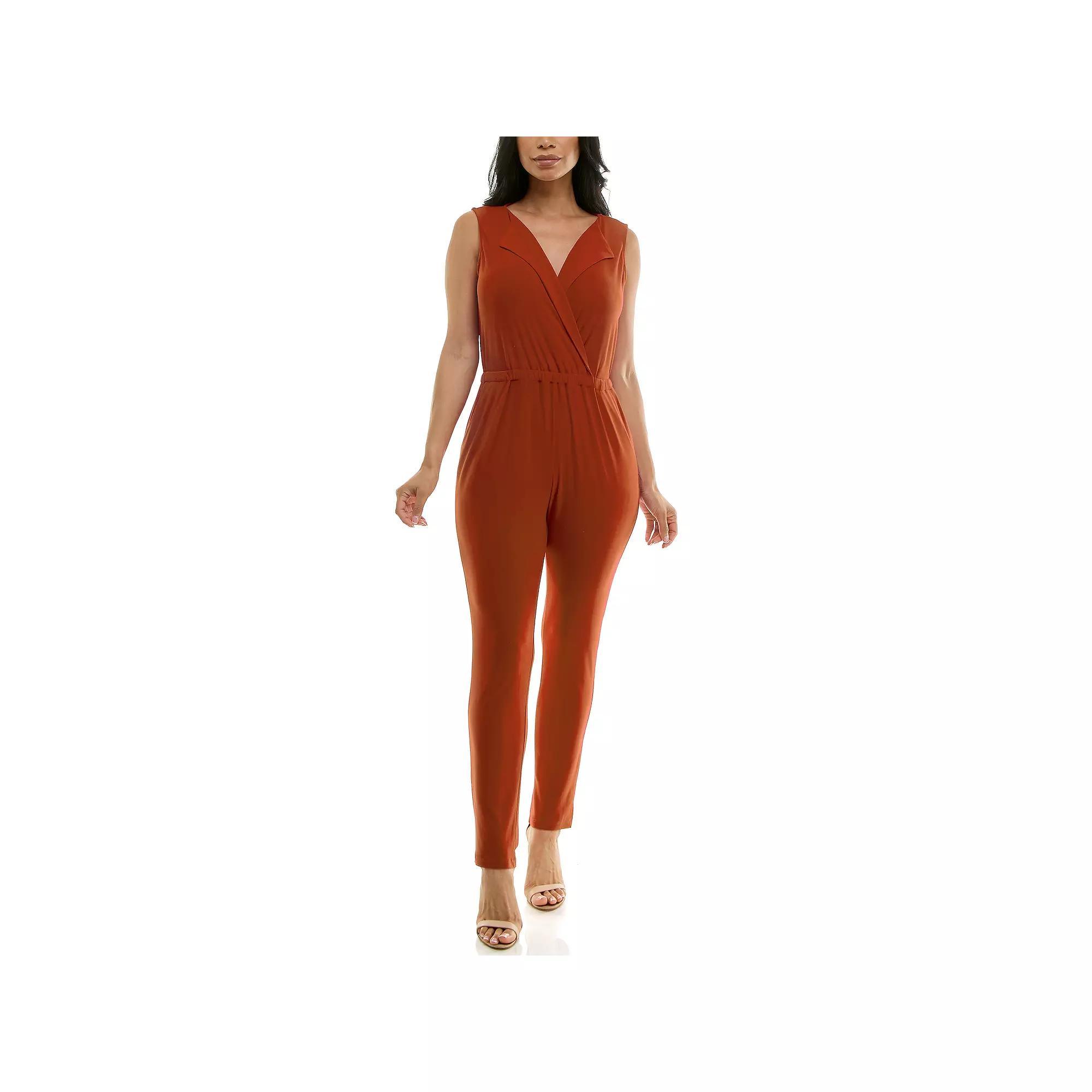 Women's Nina Leonard Collared Jumpsuit, Size: Large, Black Product Image