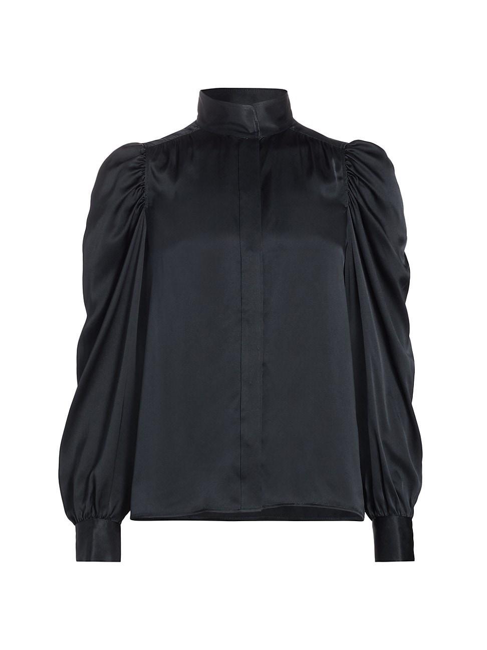 Womens Gillian Silk Puff-Sleeve Blouse Product Image