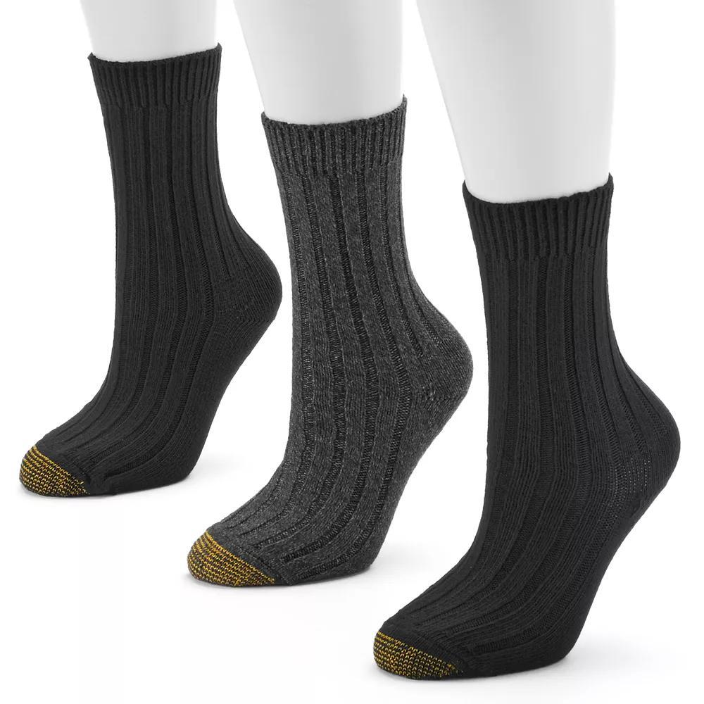 Women's GOLDTOE® 3-pack Weekender Crew Socks, Size: 9-11, Black Product Image