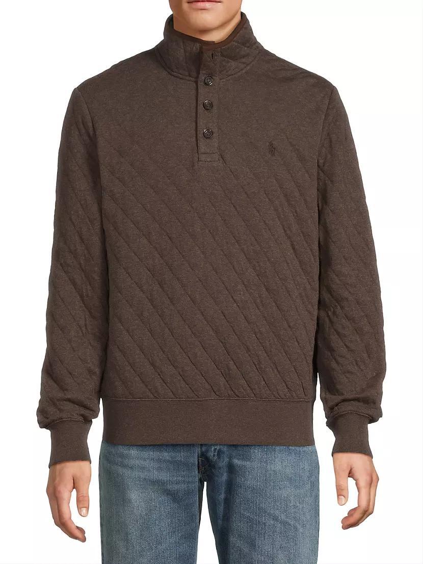 Diamond-Quilted Placket Sweater Product Image