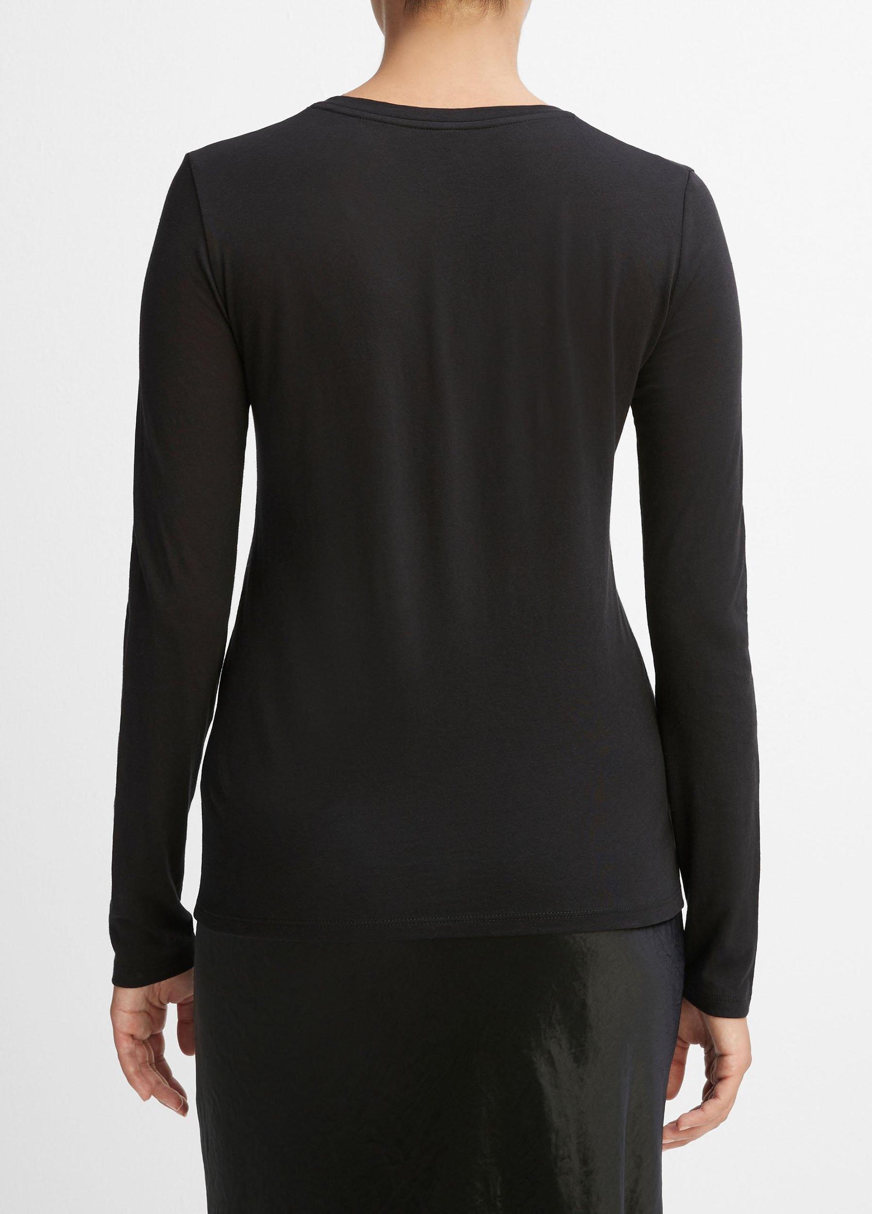 Womens Essential Long Sleeve Crew Neck T-Shirt, Heather Grey, Size XL Vince Product Image