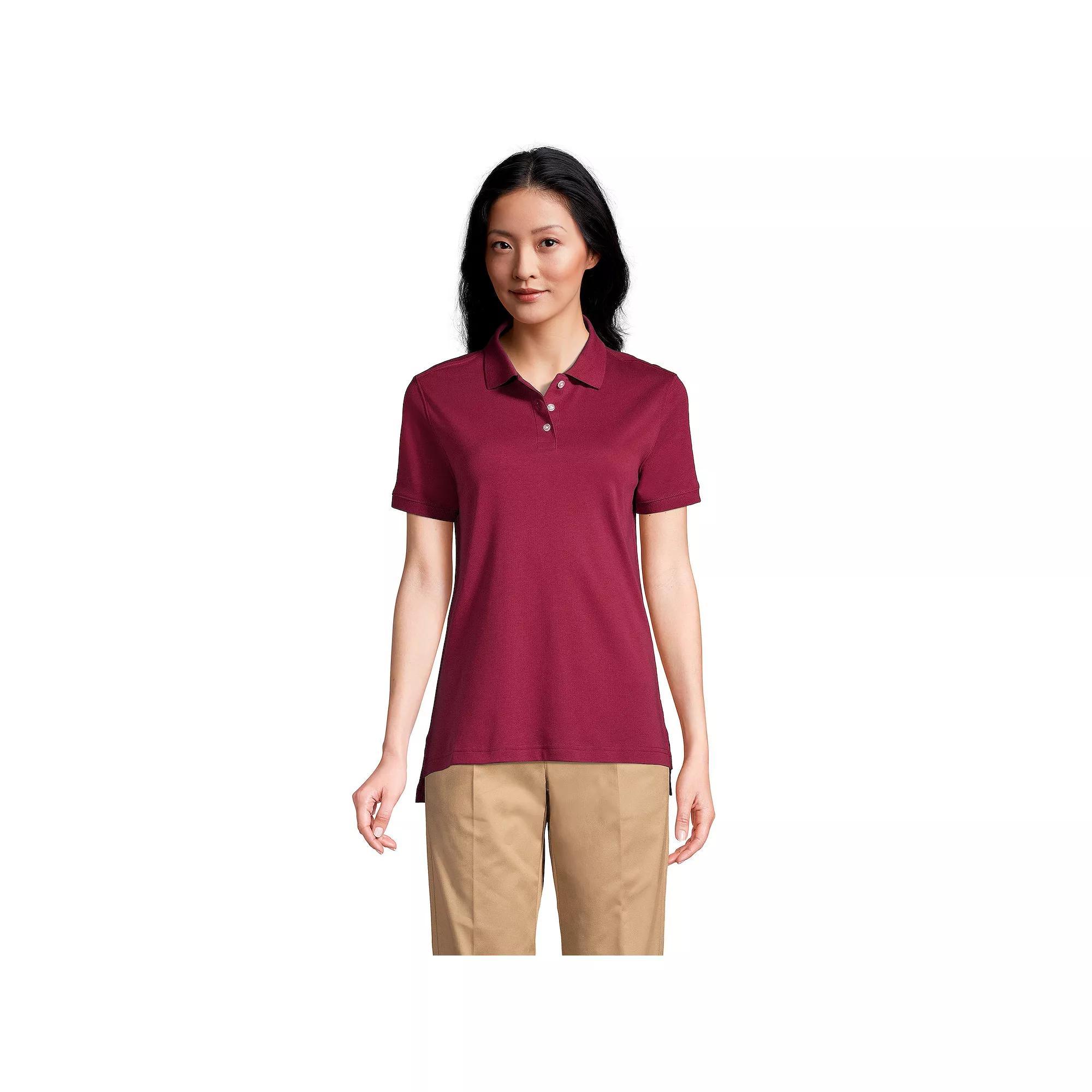 Women's Tall Lands' End School Uniform Short Sleeve Interlock Polo, Size: Small Tall, Blue Product Image