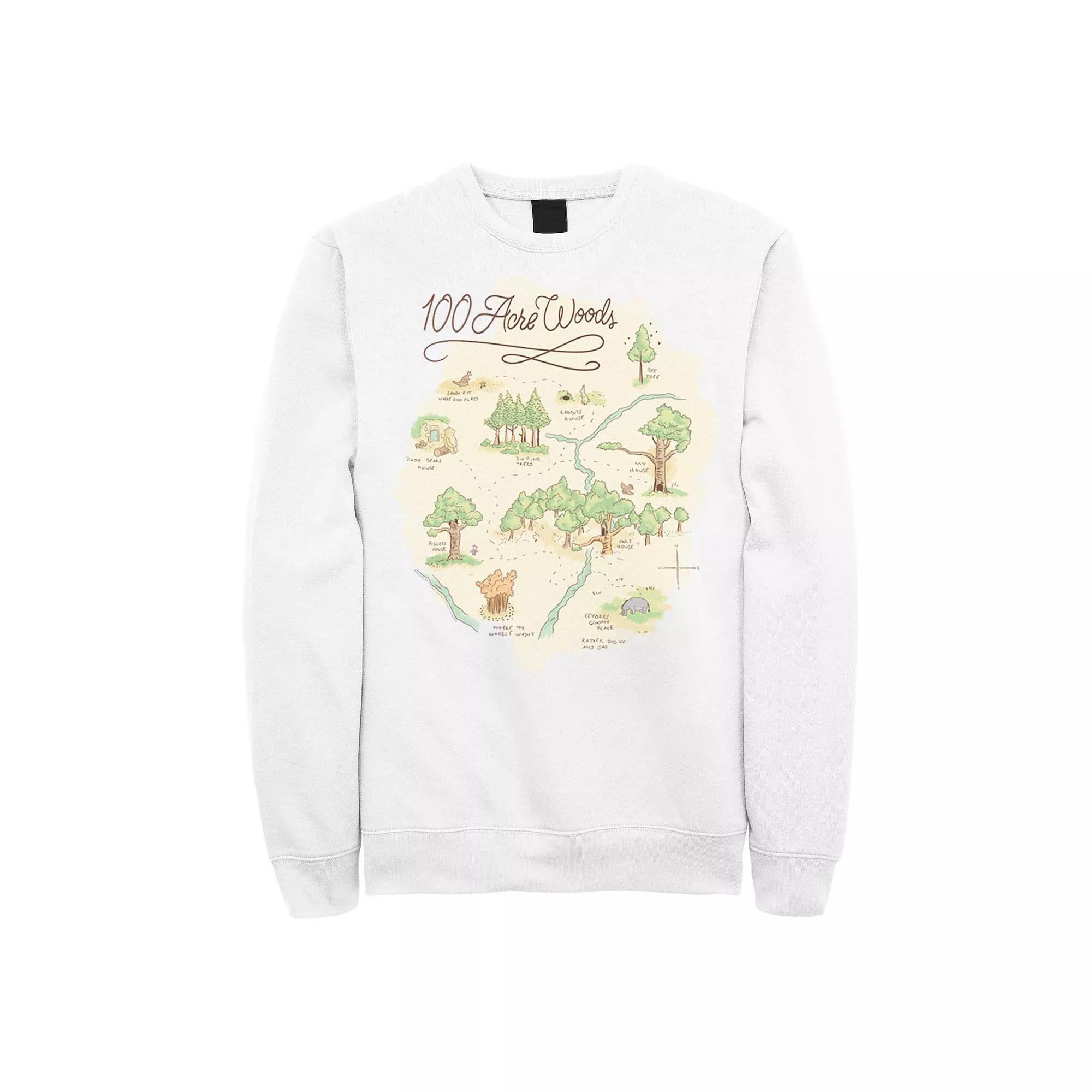 Disney's Winnie The Pooh 100 Acre Woods Map Men's Sweatshirt, Size: Large, White Product Image