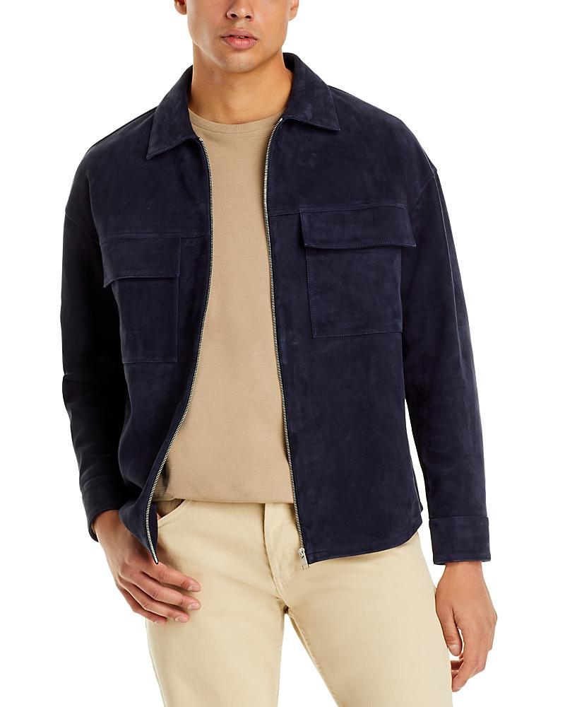 Mens Zip-Front Suede Shirt Product Image