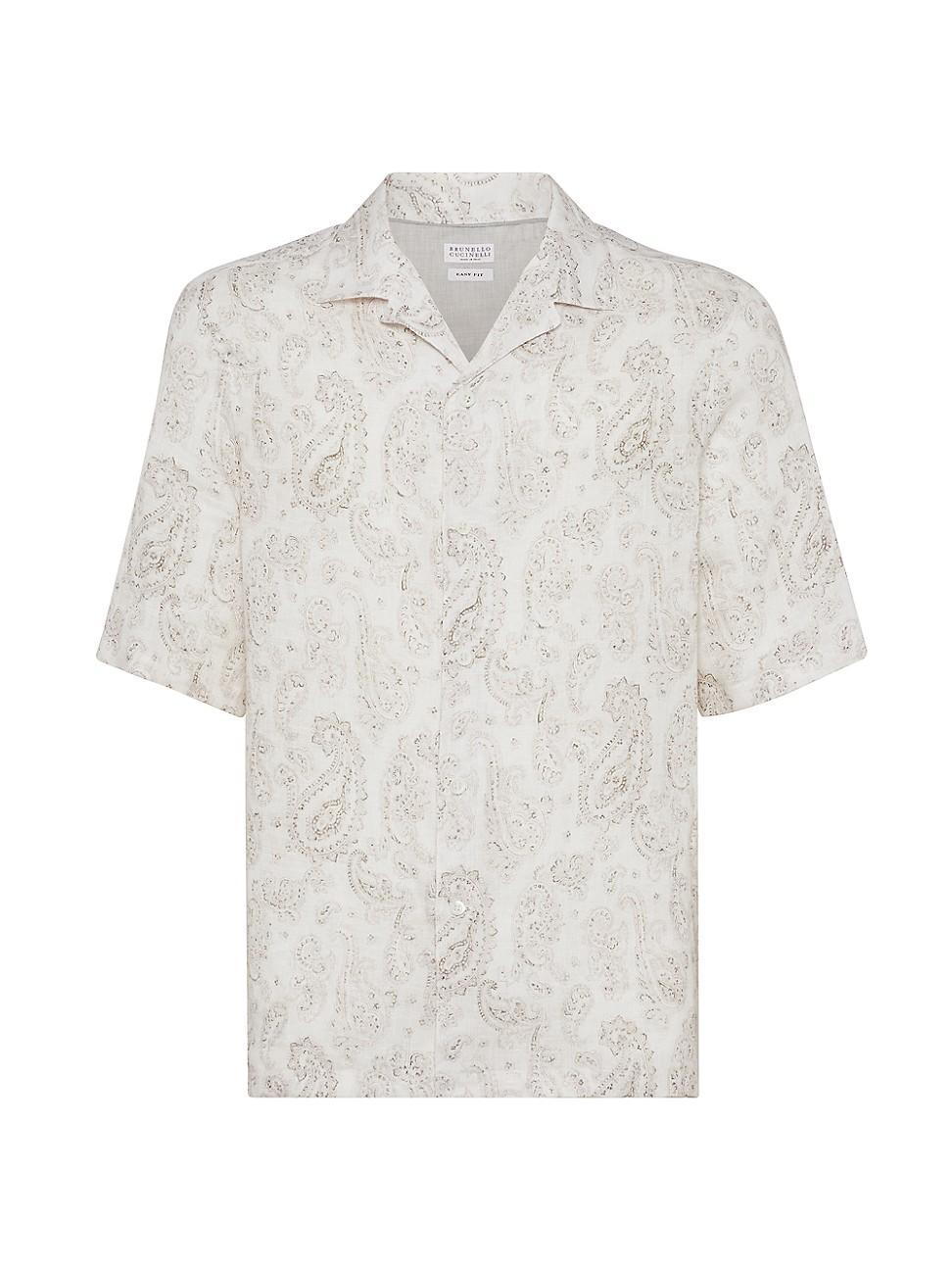 Mens Linen and Cotton Short-Sleeve Shirt Product Image