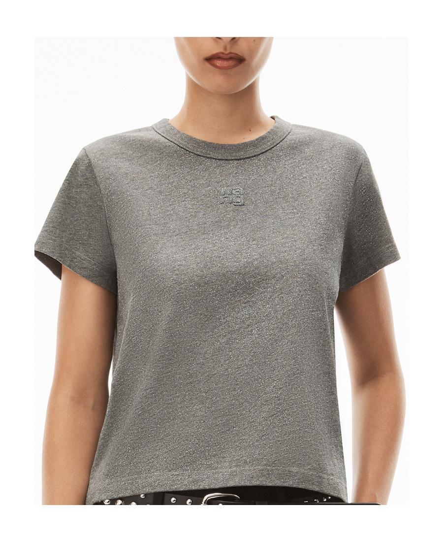ALEXANDER WANG T Logo-appliqué Cotton T-shirt In Gray Product Image