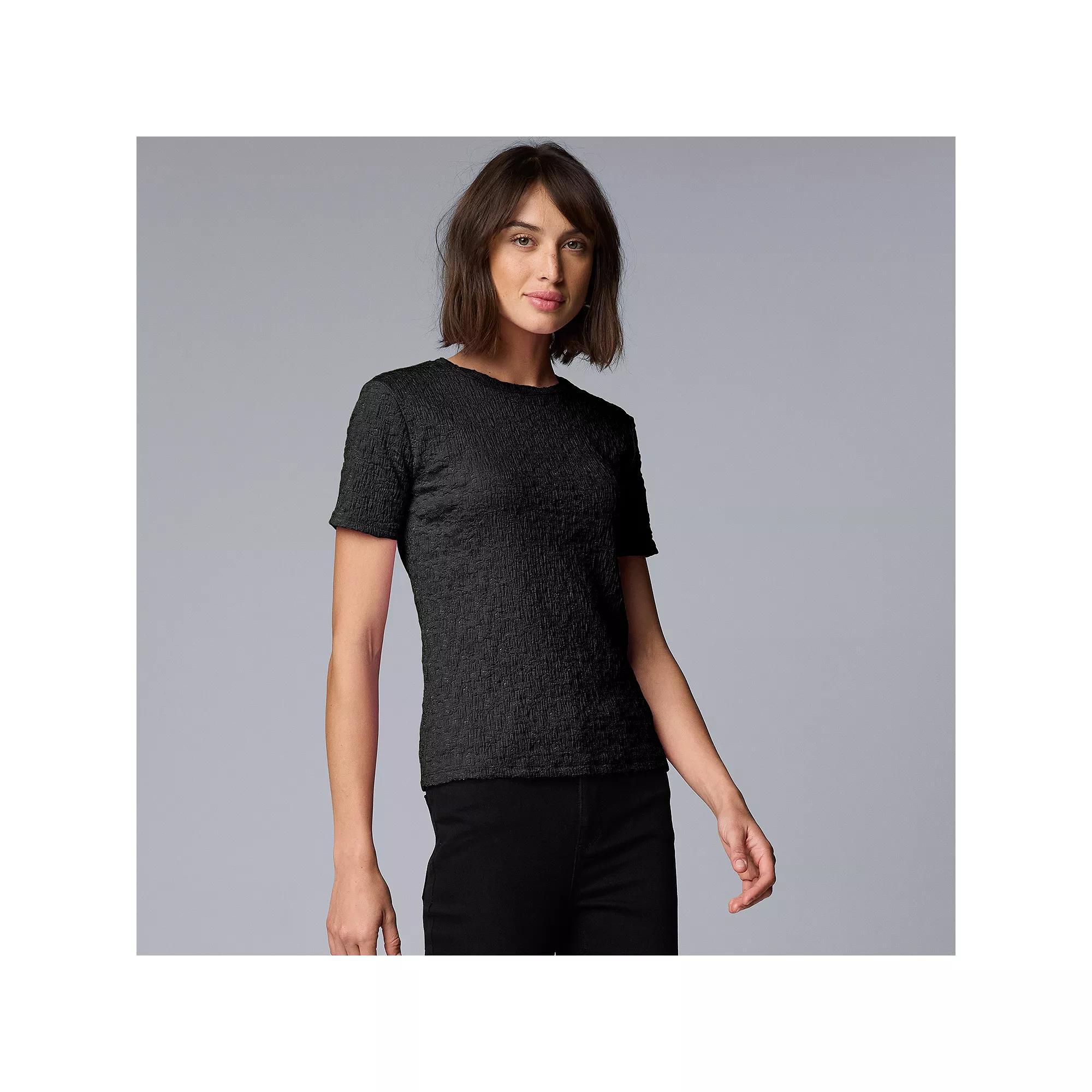 Petite Simply Vera Vera Wang® Texture Tee, Women's, Size: XL Petite, Whisper White Product Image