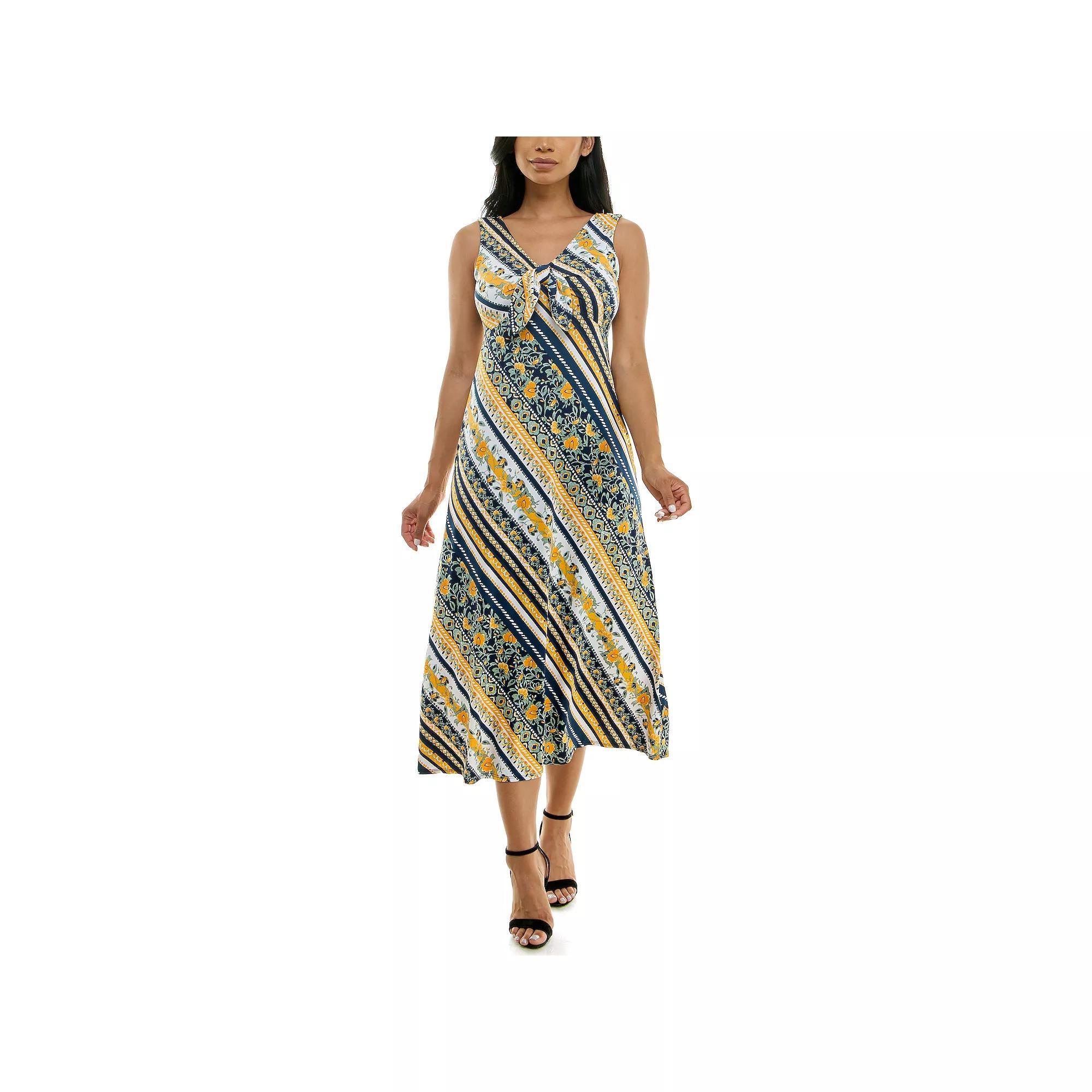 Womens Nina Leonard Tie Front Maxi Dress Product Image