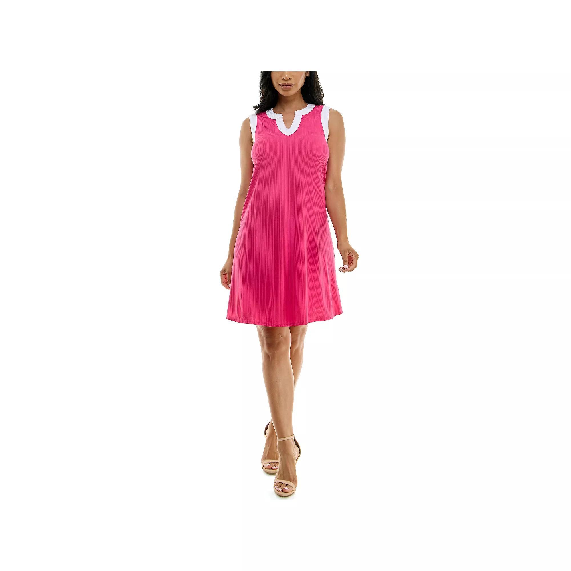 Womens Nina Leonard Colorblock Splitneck Dress Product Image
