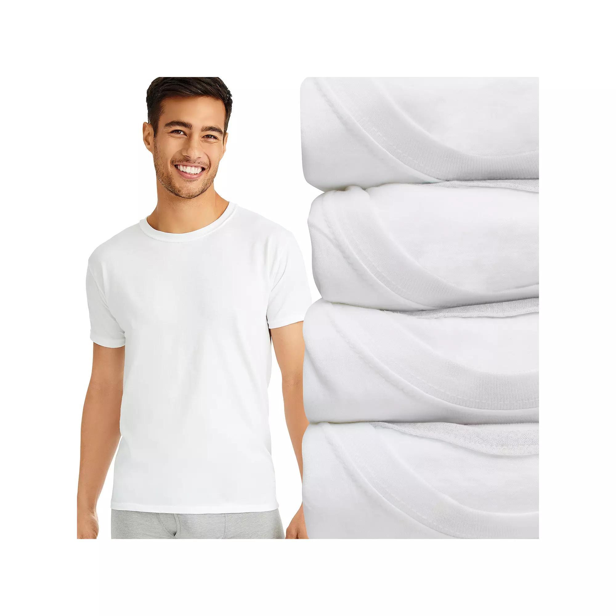 Hanes Ultimate 4-Pack Men's Slim-Fit Crewneck Undershirt, Size: Large, White Product Image